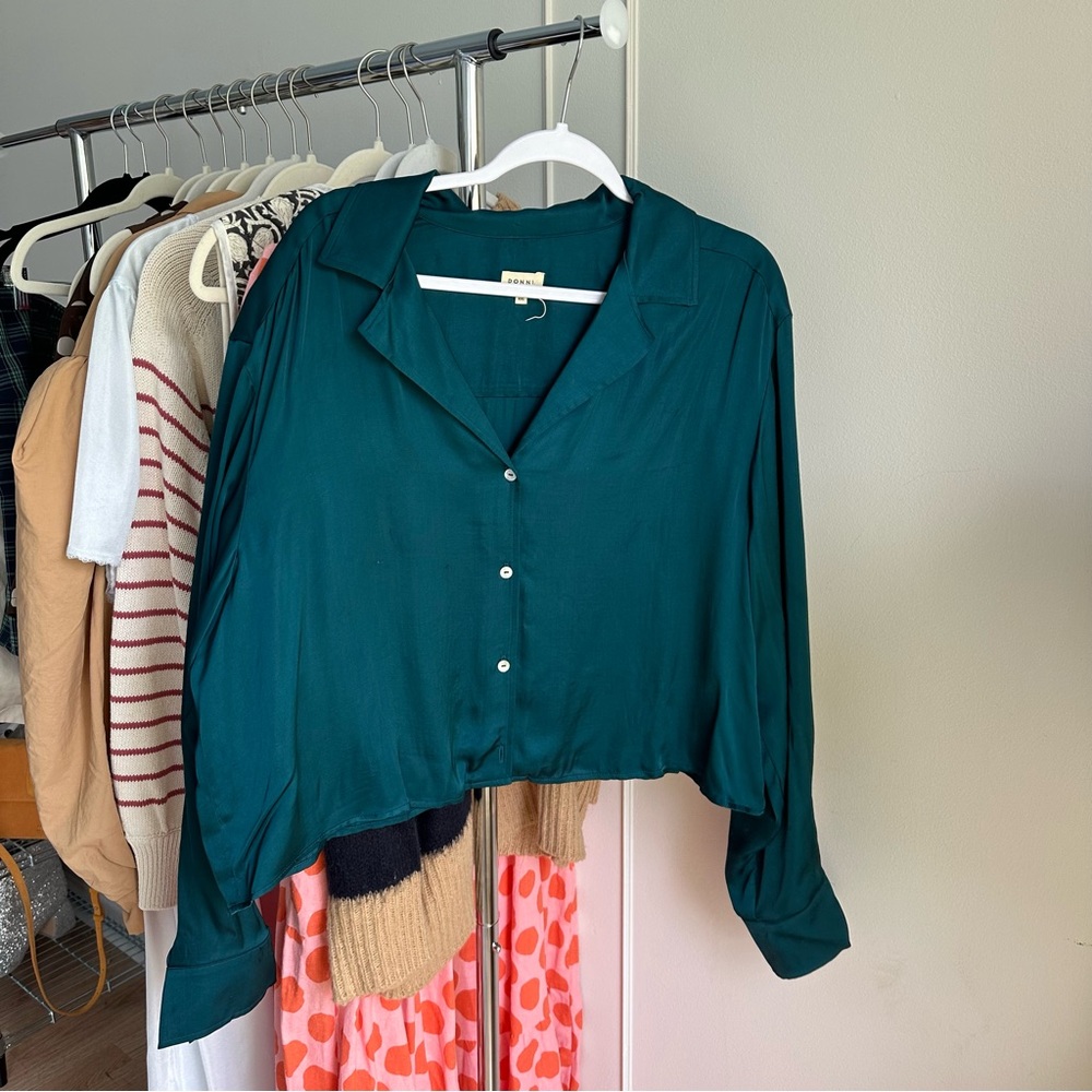turqoise silk top
